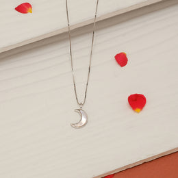 Simple Silver Chain with Crescent Shaped Pendant