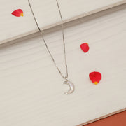 Simple Silver Chain with Crescent Shaped Pendant