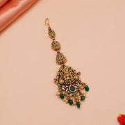 Bridal Antique Silver Maang Tikka with Lakshmi Devi Motif
