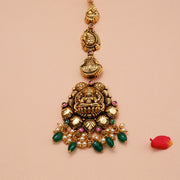 Antique Silver Lakshmi Maang Tikka with Pearls & Beads
