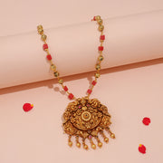 Stunning Silver Floral Pendant with Peacock Detailing & Gold Finish Drops