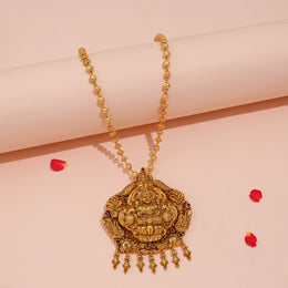 Trendy Silver Lakshmi Pendant with Intricate Leaf & Peacock Detailing