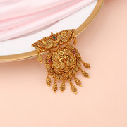 Traditional Peacock Temple Pendant with Intricate Jhumka Tassel Accents