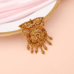 Traditional Peacock Temple Pendant with Intricate Jhumka Tassel Accents