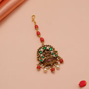 Kundan Style Lakshmi Maang Tikka with Corals & Pearls