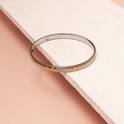 Classic Silver Kada with Gold Finish Textured Highlights