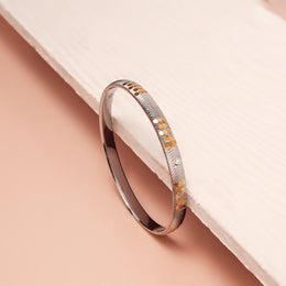 Classic Silver Kada with Gold Finish Textured Highlights