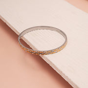 Dual Tone Textured Silver Kada