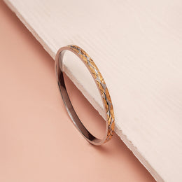 Dual Tone Textured Silver Kada