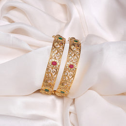 Royale Silver Bangles with Peacock Design and Stone Highlights