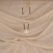 Sleek Silver Black Beads with Trendy CZ Pendant