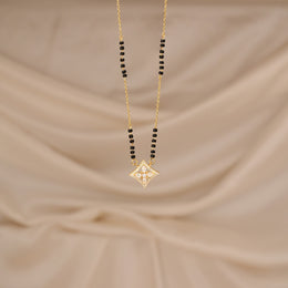 Sleek Silver Black Beads with Trendy CZ Pendant