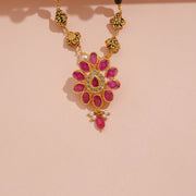 Trendy Silver Pendant with Red Stone Accents