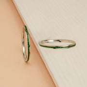 Simple Silver Baby Bangles with Green Enamel