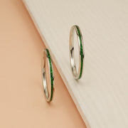 Simple Silver Baby Bangles with Green Enamel