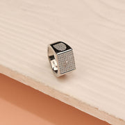 Bold Stone Studded Silver Ring
