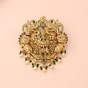 Divine Lakshmi Gajalakshmi Temple Pendant with Emerald Pearl Hanging