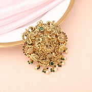 Divine Lakshmi Gajalakshmi Temple Pendant with Emerald Pearl Hanging