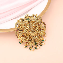 Divine Lakshmi Gajalakshmi Temple Pendant with Emerald Pearl Hanging
