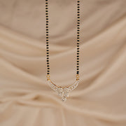 Classic Silver Black Beads with Floral CZ Pendant