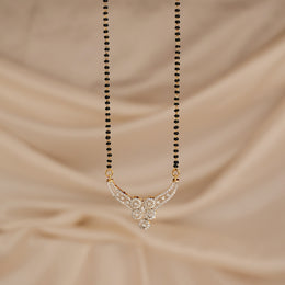 Classic Silver Black Beads with Floral CZ Pendant