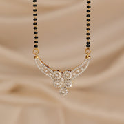 Classic Silver Black Beads with Floral CZ Pendant