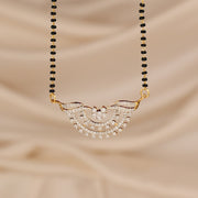 Stylish Silver Black Beads with Traditional CZ Pendant