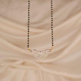 Stylish Silver Black Beads with Traditional CZ Pendant