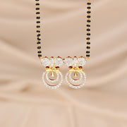 Graceful Silver Black Beads with Traditional CZ Sutra Pendants