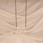 Graceful Silver Black Beads with Traditional CZ Sutra Pendants