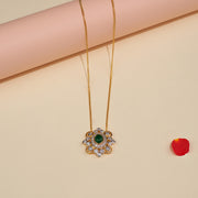 Silver Chain with Floral Stone Pendant