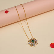 Silver Chain with Floral Stone Pendant