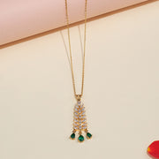 Silver Chain with Leaf Design CZ Pendant