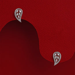 Mini Leaf Design Silver Earrings with CZs