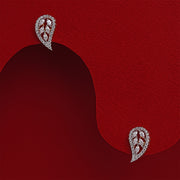 Mini Leaf Design Silver Earrings with CZs