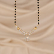 Black Bead Chain with Silver and CZ Pendant