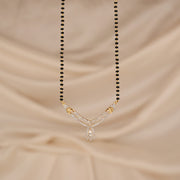 Black Bead Chain with Silver and CZ Pendant