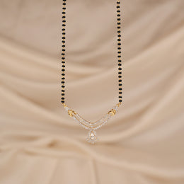 Black Bead Chain with Silver and CZ Pendant
