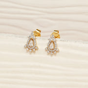 Elegant Silver Drop Shaped CZ Studs