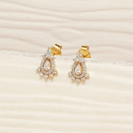 Elegant Silver Drop Shaped CZ Studs