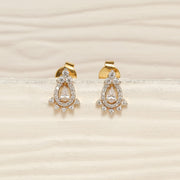 Elegant Silver Drop Shaped CZ Studs