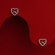 Adorable Heart Silver Earrings with CZs