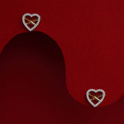 Adorable Heart Silver Earrings with CZs