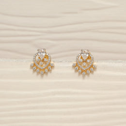Leaf Shaped Silver Studs with CZs