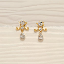 Contemporary Silver Earrings with CZ Drop Hanging
