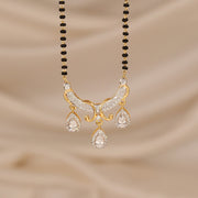 Stylish Silver Black Beads with CZ Rain Drop Pendant