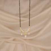 Stylish Silver Black Beads with CZ Rain Drop Pendant