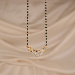 Simple Silver Black Beads with CZ Pendant