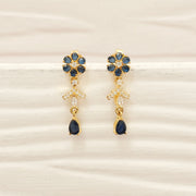 Trendy Silver CZ Hangings with Blue Stone Highlights