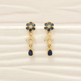 Trendy Silver CZ Hangings with Blue Stone Highlights